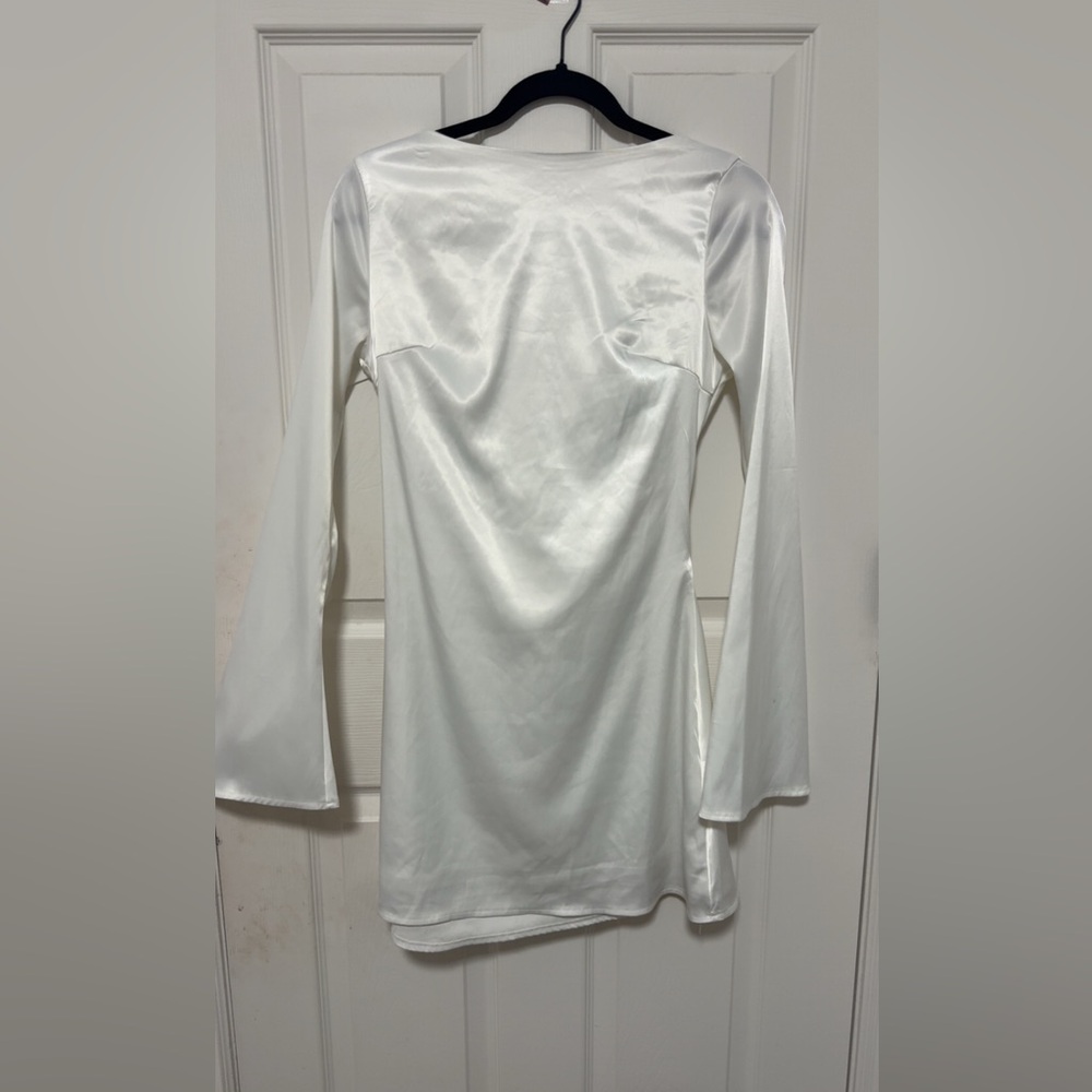Shein White Satin and Silver Midi/Mini Dress W Open Back
